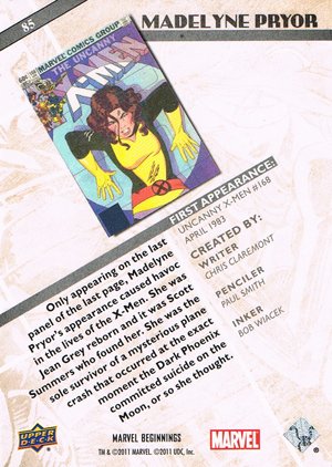 Upper Deck Marvel Beginnings Base Card 85 Madelyne Pryor