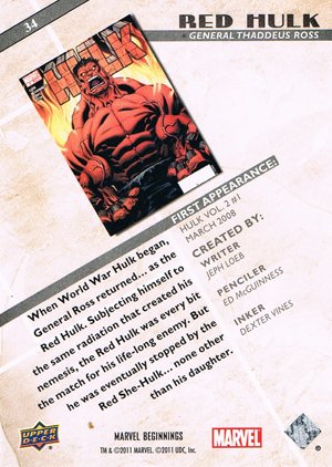 Upper Deck Marvel Beginnings Base Card 34 Red Hulk