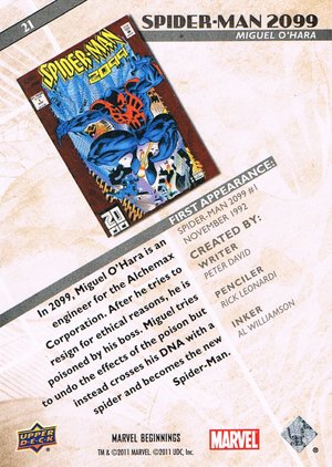 Upper Deck Marvel Beginnings Base Card 21 Spider-Man 2099
