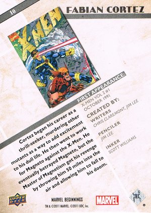 Upper Deck Marvel Beginnings Base Card 10 Fabian Cortez