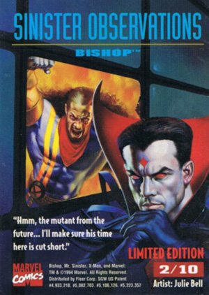 Fleer X-Men '95 Fleer Ultra Sinister Observations (Chromium) Card 2 Bishop