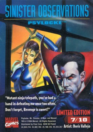 Fleer X-Men '95 Fleer Ultra Sinister Observations (Chromium) Card 7 Psylocke