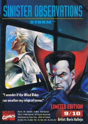 Fleer X-Men '95 Fleer Ultra Sinister Observations (Chromium) Card 9 Storm