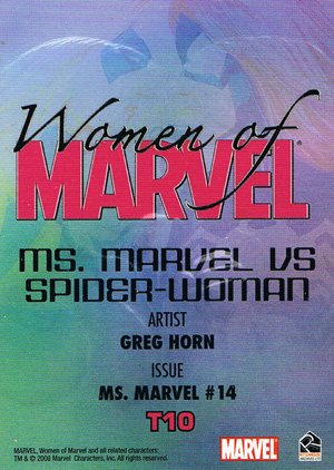 Rittenhouse Archives Women of Marvel Embossed Card T10 Ms. Marvel vs Spider-Woman