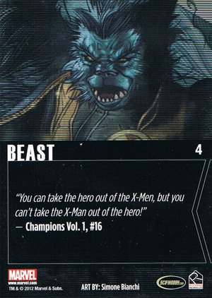 Rittenhouse Archives Marvel Greatest Heroes Base Card 4 Beast
