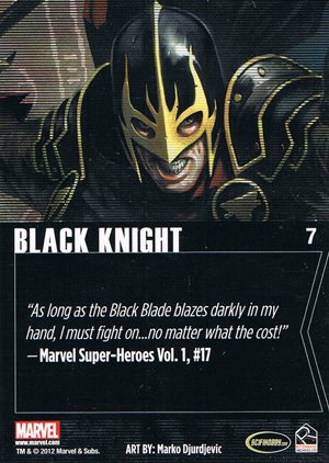 Rittenhouse Archives Marvel Greatest Heroes Base Card 7 Black Knight