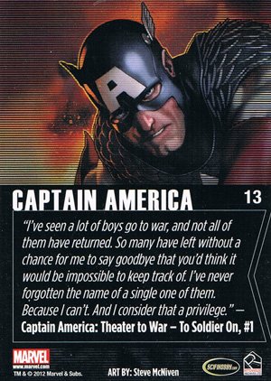 Rittenhouse Archives Marvel Greatest Heroes Base Card 13 Captain America