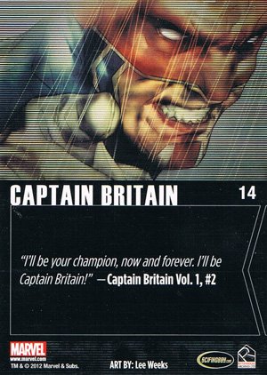 Rittenhouse Archives Marvel Greatest Heroes Base Card 14 Captain Britain