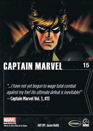 Rittenhouse Archives Marvel Greatest Heroes Base Card 15 Captain Marvel