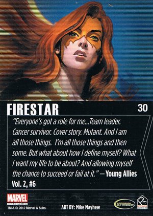 Rittenhouse Archives Marvel Greatest Heroes Base Card 30 Firestar