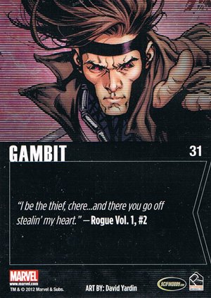 Rittenhouse Archives Marvel Greatest Heroes Base Card 31 Gambit