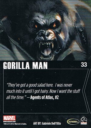 Rittenhouse Archives Marvel Greatest Heroes Parallel Base Set 33 Gorilla Man