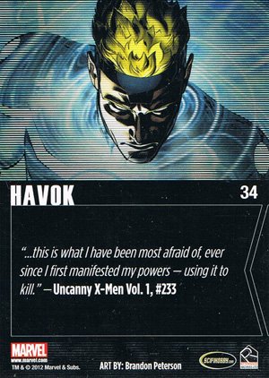 Rittenhouse Archives Marvel Greatest Heroes Base Card 34 Havok