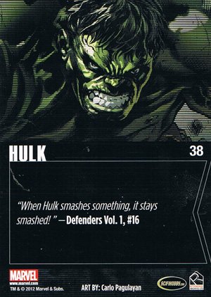 Rittenhouse Archives Marvel Greatest Heroes Base Card 38 Hulk
