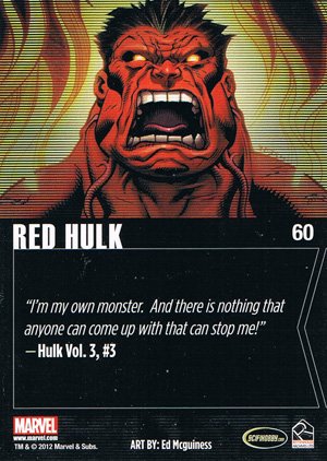 Rittenhouse Archives Marvel Greatest Heroes Base Card 60 Red Hulk