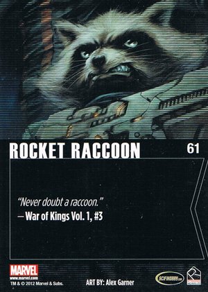 Rittenhouse Archives Marvel Greatest Heroes Base Card 61 Rocket Raccon