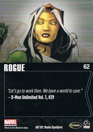 Rittenhouse Archives Marvel Greatest Heroes Base Card 62 Rogue