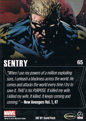 Rittenhouse Archives Marvel Greatest Heroes Base Card 65 Sentry