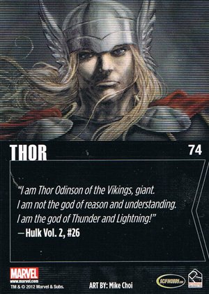 Rittenhouse Archives Marvel Greatest Heroes Base Card 74 Thor