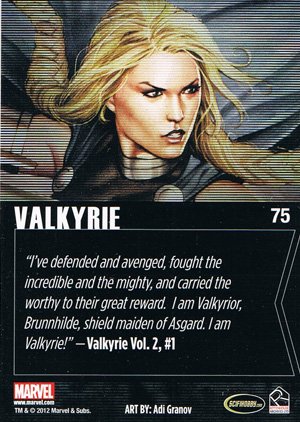Rittenhouse Archives Marvel Greatest Heroes Base Card 75 Valkyrie