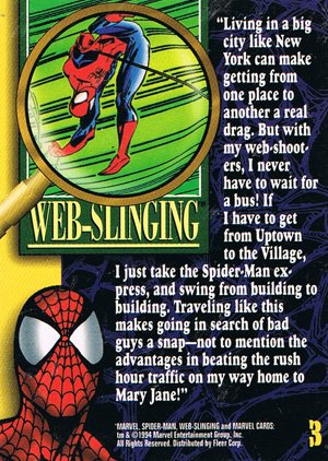 Fleer The Amazing Spider-Man Base Card 3 Web-Slinging