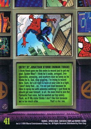 Fleer The Amazing Spider-Man Base Card 41 Spider-Man