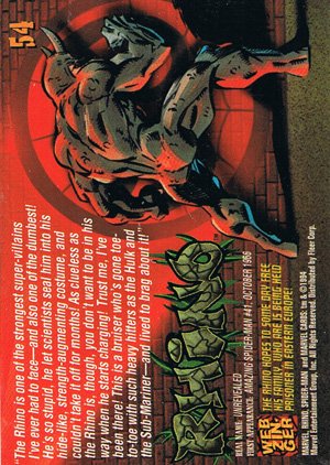 Fleer The Amazing Spider-Man Base Card 54 Rhino