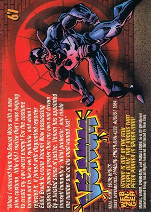 Fleer The Amazing Spider-Man Base Card 67 Venom