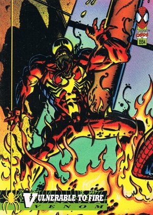 Fleer The Amazing Spider-Man Base Card 16 Vulnerable to Fire