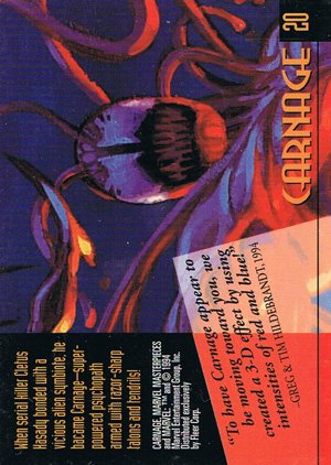 Fleer Marvel Masterpieces Base Card 20 Carnage