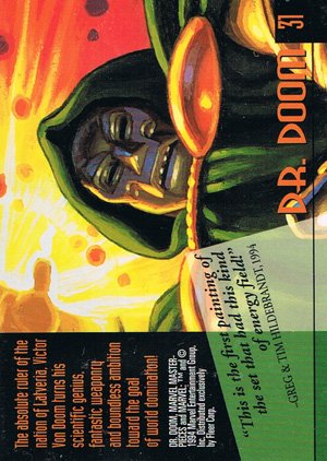 Fleer Marvel Masterpieces Gold-Signature Base Card 31 Dr. Doom