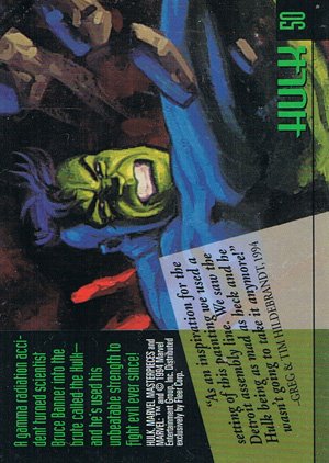 Fleer Marvel Masterpieces Base Card 50 Hulk