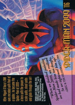 Fleer Marvel Masterpieces Gold-Signature Base Card 116 Spider-Man 2099