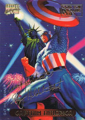 Fleer Marvel Masterpieces Gold-Signature Base Card 18 Captain America