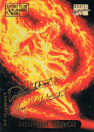 Fleer Marvel Masterpieces Gold-Signature Base Card 52 Human Torch