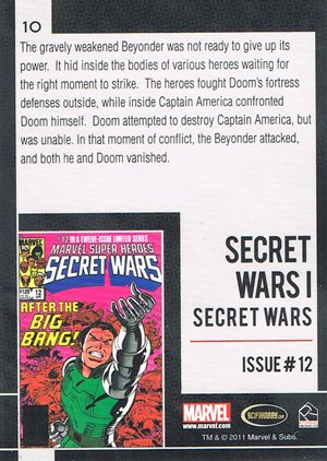 Rittenhouse Archives Marvel Universe Base Card 10 Secret Wars I