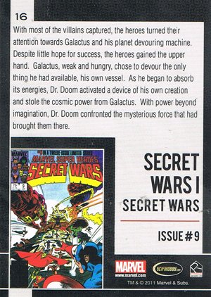 Rittenhouse Archives Marvel Universe Base Card 16 Secret Wars I