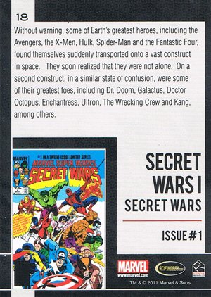 Rittenhouse Archives Marvel Universe Base Card 18 Secret Wars I