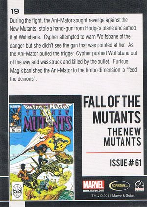 Rittenhouse Archives Marvel Universe Base Card 19 Fall of the Mutants