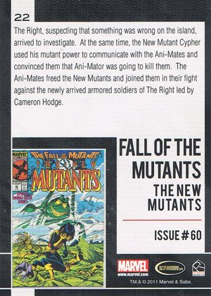 Rittenhouse Archives Marvel Universe Base Card 22 Fall of the Mutants