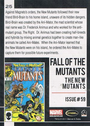 Rittenhouse Archives Marvel Universe Base Card 25 Fall of the Mutants