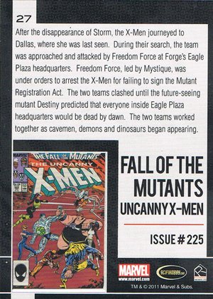 Rittenhouse Archives Marvel Universe Base Card 27 Fall of the Mutants