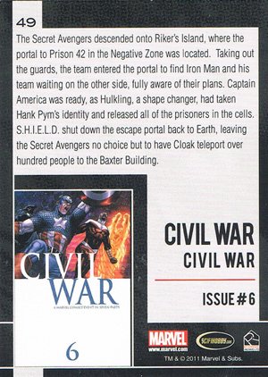 Rittenhouse Archives Marvel Universe Base Card 49 Civil War