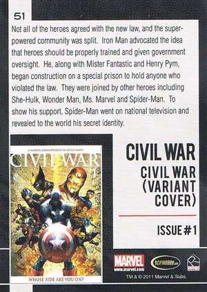 Rittenhouse Archives Marvel Universe Base Card 51 Civil War