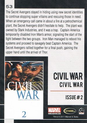 Rittenhouse Archives Marvel Universe Base Card 53 Civil War