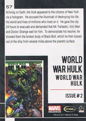 Rittenhouse Archives Marvel Universe Base Card 57 World War Hulk