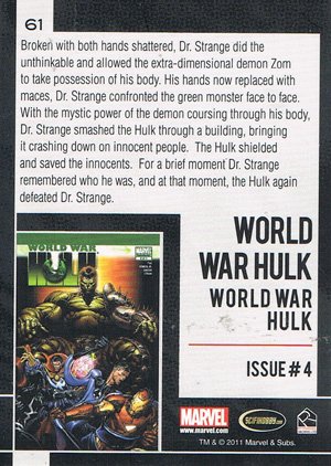 Rittenhouse Archives Marvel Universe Base Card 61 World War Hulk