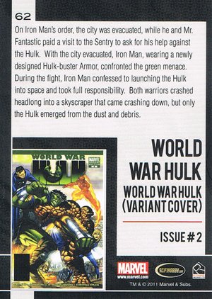Rittenhouse Archives Marvel Universe Base Card 62 World War Hulk