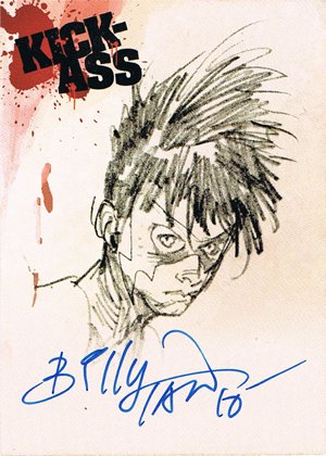 Dynamic Forces Kick-Ass Autograph Card  Billy Tan -blue ink, sketch Red Mist (#15)