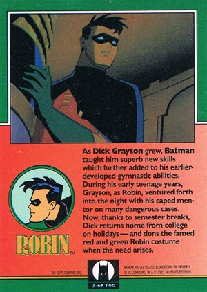Topps Batman: The Animated Series Base Card 3 Robin